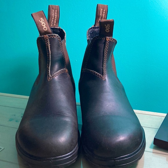 Chelsea Boot. Stout brown water resistant leather. Removable footbed.